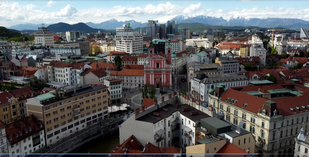 Zoom online meeting. Ljubljana: sitting on the roof.